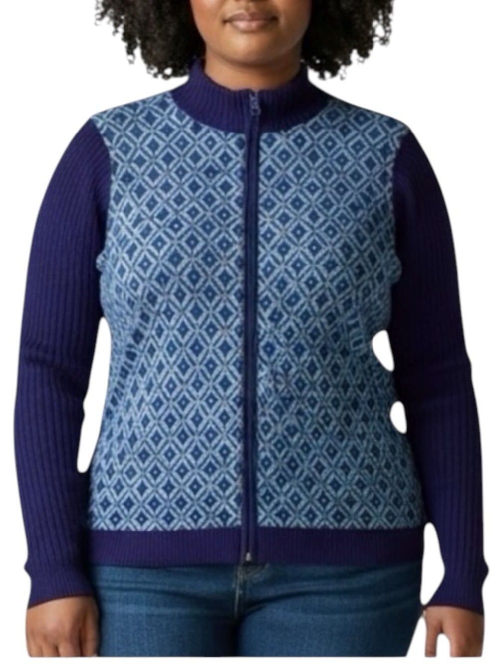 FOR CYNTHIA Quilted Sweater Jacket in Navy Size XL -- NWT -- GORGEOUS!!!